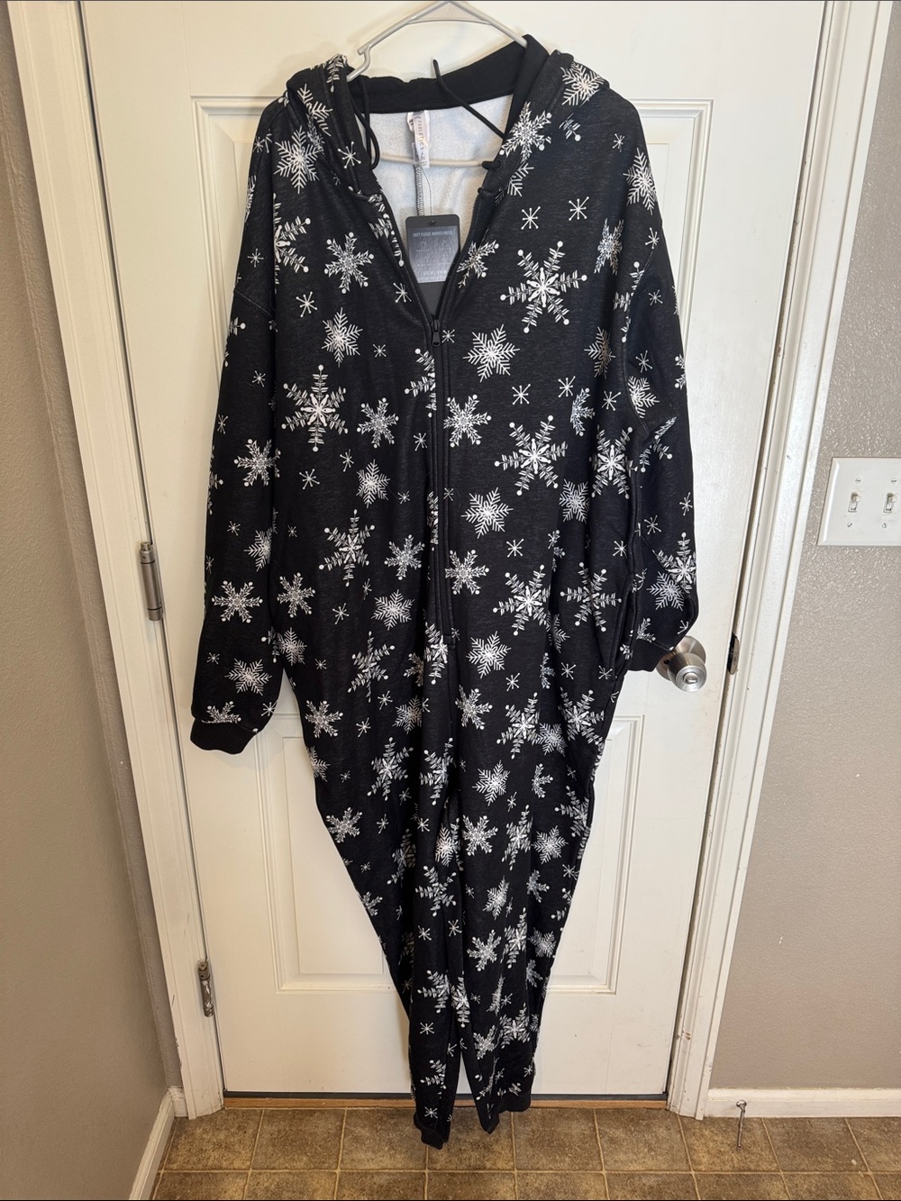 Fabletics Snowflake Zip-Up Hooded Onesie